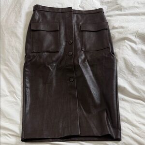 Ann Taylor Dark Brown Leather Pencil Skirt